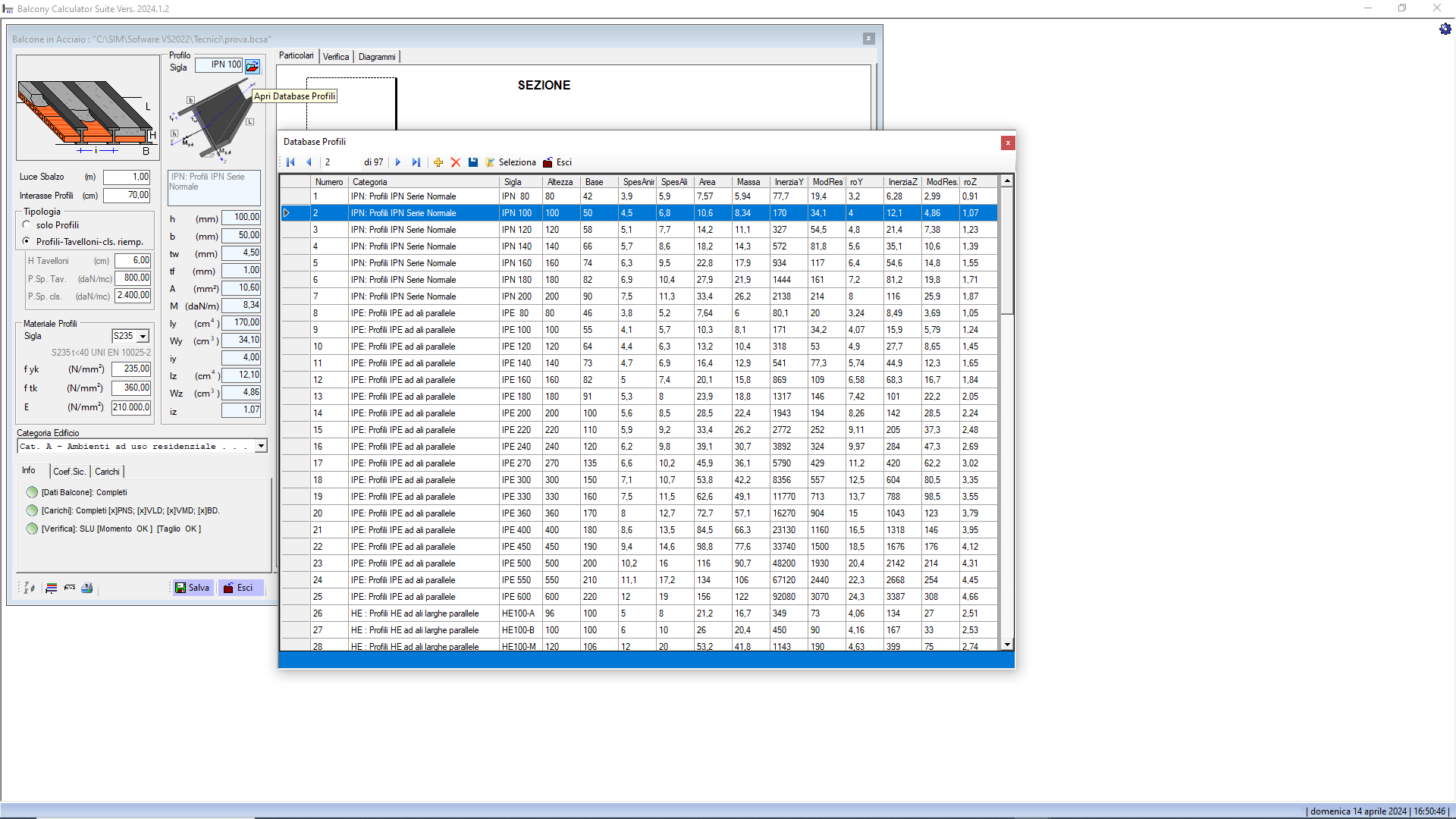 Database Profili in Acciaio
