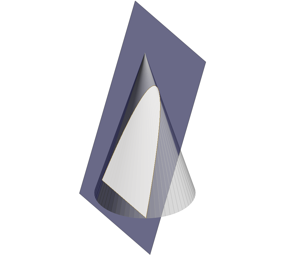 Modello tridimensionale con piano parallelo a una generatrice